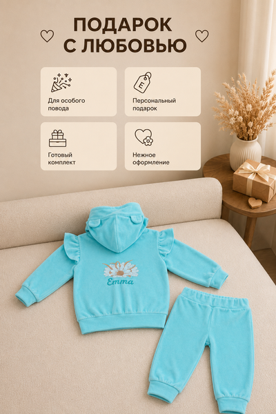 Costum personalizat Pampy pentru copii &ndash; 2 piese 86-92 cm (18-24 luni) menta 6768675 foto