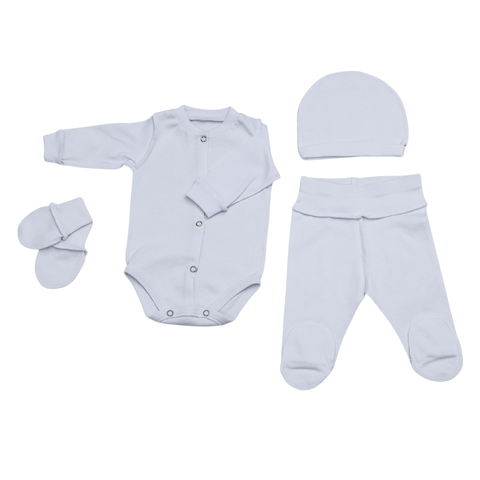 Set din 4 piese 0-1 luni White (body+pantalonași+căciuliță+mănuși anti-zg&acirc;rieturi) ID999MARKET_6768669 foto