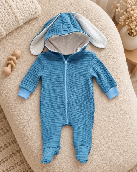 Salopeta din muslin Blue Pampy Blue  56-62 cm (1-3 luni) ID999MARKET_6687163 foto