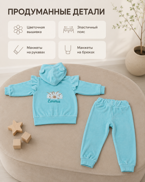 Costum personalizat Pampy pentru copii &ndash; 2 piese 86-92 cm (18-24 luni) menta 6768675 foto