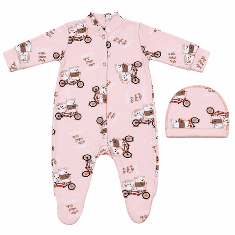 Слип+шапочка Pampy (0-1 мес) Кофе на велосипеде ID999MARKET_6766782 фото