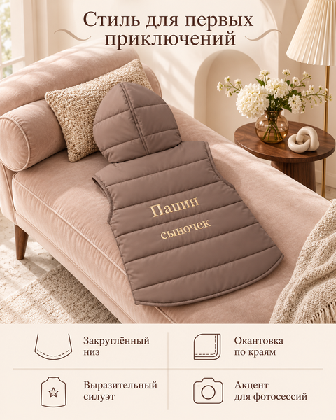 Жилеточка с капюшоном Коричневая ID999MARKET_6769843 фото