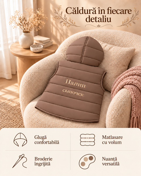 Жилеточка с капюшоном Коричневая ID999MARKET_6769843 фото
