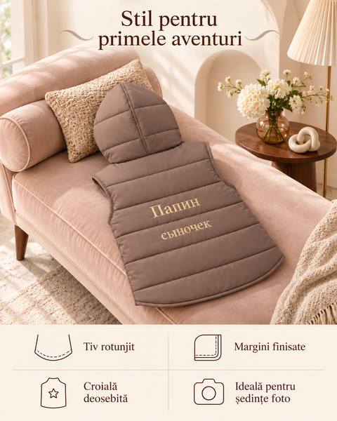 Жилеточка с капюшоном Коричневая ID999MARKET_6769843 фото