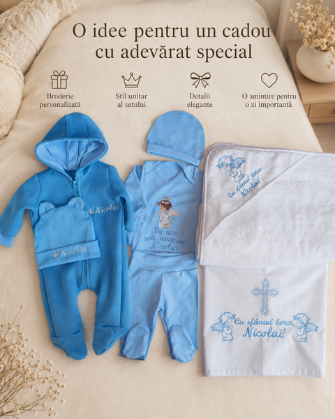 Set pentru botez Pampy &ndash; 7 piese cu broderie personalizată 50-56 cm (0-1 luni) 15892924 foto