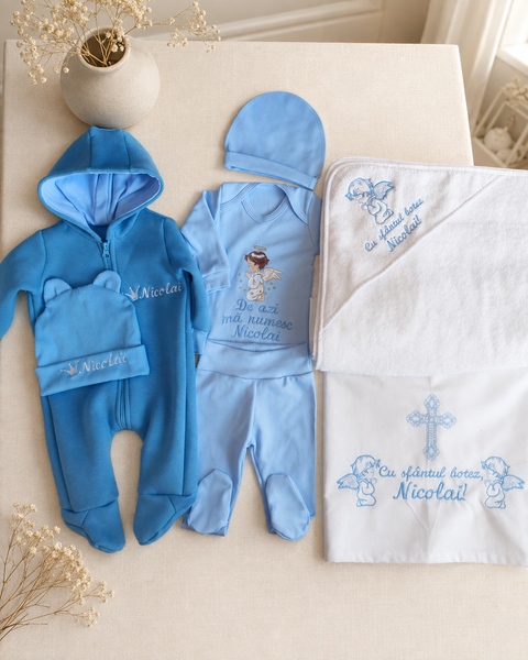 Set pentru botez Pampy &ndash; 7 piese cu broderie personalizată 50-56 cm (0-1 luni) 15892924 foto