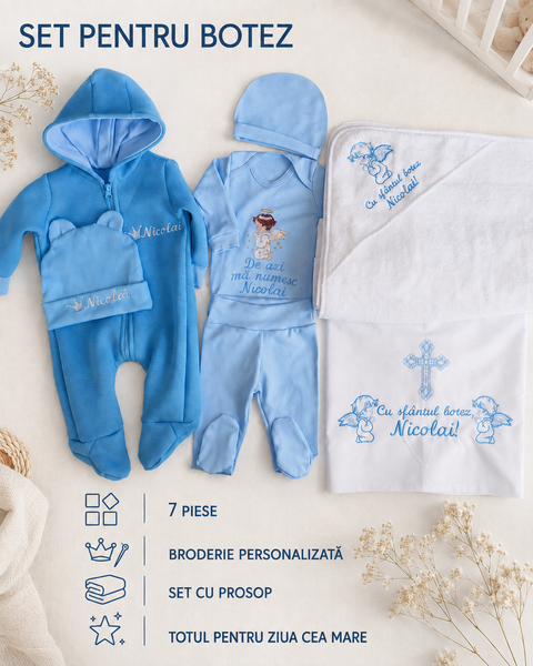 Set pentru botez Pampy &ndash; 7 piese cu broderie personalizată 50-56 cm (0-1 luni) 15892924 foto