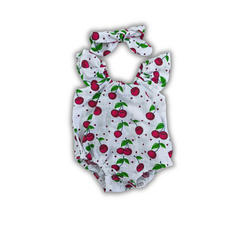 Romper din muslin Cherry+bentita 6-9 luni (68-74 cm) 42354290 foto