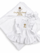 Set de botez pentru fetiță cu rochiță din muselină și prosop personalizat 1-3 luni 04972175 foto 6