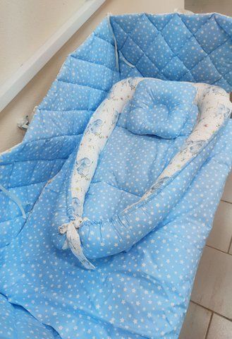 Бортики в кроватку Pampy Blue+Гнёздышко 6813513 фото