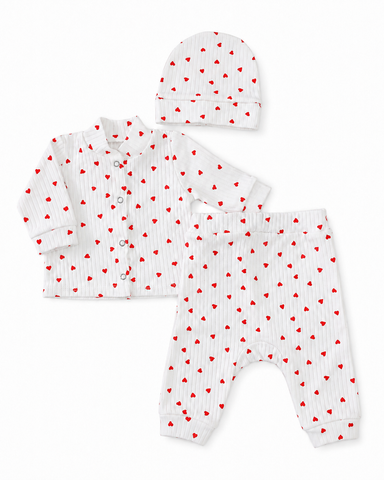 Set Pampy &ndash; bluziță  pantaloni  căciuliță 50-56 cm(0-1 luni)cu inimi 59331821 foto