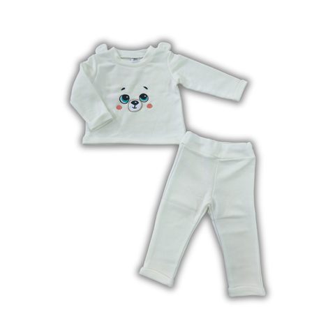 Set Bluză+ Pantaloni Pampy Bear Ivory, 3-6 luni 2835828 foto