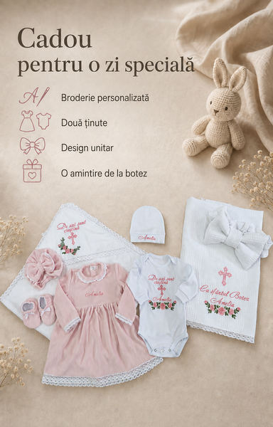 Set pentru botez Pampy pentru fetiță &ndash; 7 piese personalizate 50-56 cm (0-1 luni) 76152634 foto