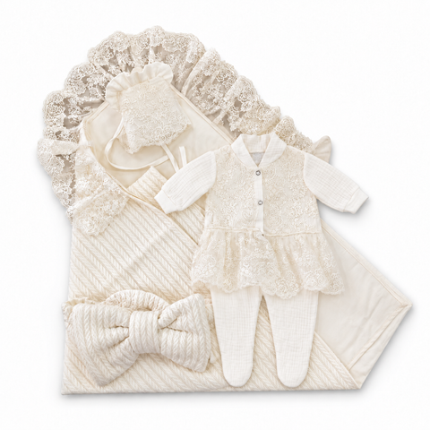 Set pentru externare Ivory cu Slip cu Dantelă 56-62 cm (1-3 luni) 71115711 foto