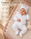 Salopetă Pampy din tricot de bumbac flaușat + căciuliță White 56-62 cm (1-3 luni) 6529085 foto 4