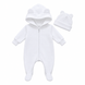 Salopetă Pampy din tricot de bumbac flaușat + căciuliță White 50-56 cm (0-1 luni) 842546 foto