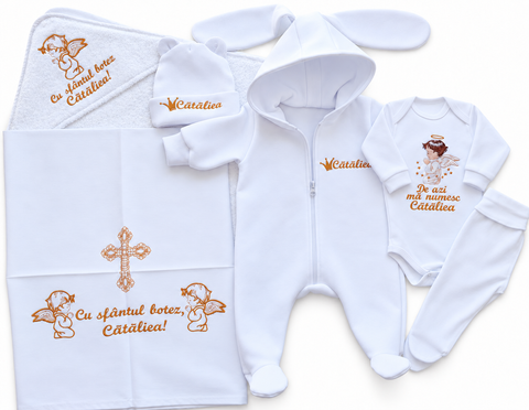 Trusou personalizat Pampy pentru botez &ndash; 6 piese 50-56 cm (0-1 luni) 40522861 foto