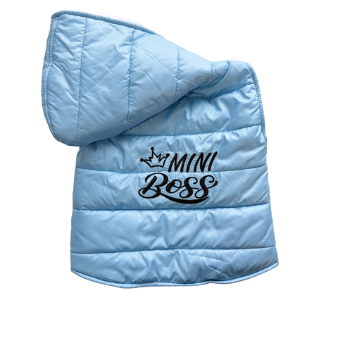 Жилеточка с капюшоном Голубая "Mini Boss" 3-6 месяцев ID999MARKET_6769843 фото