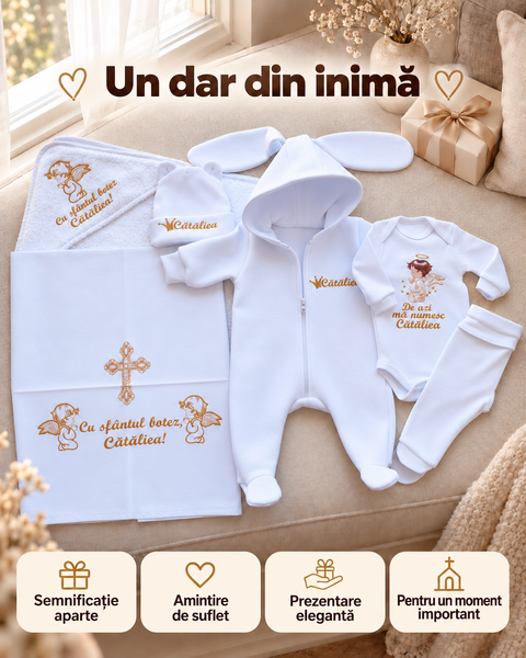 Trusou personalizat Pampy pentru botez &ndash; 6 piese 50-56 cm (0-1 luni) 40522861 foto