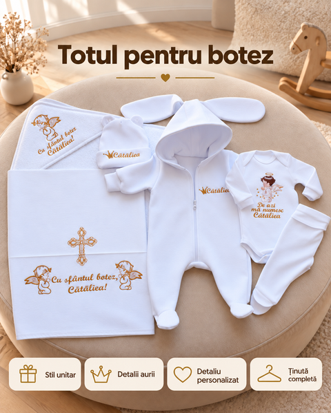 Trusou personalizat Pampy pentru botez &ndash; 6 piese 50-56 cm (0-1 luni) 40522861 foto