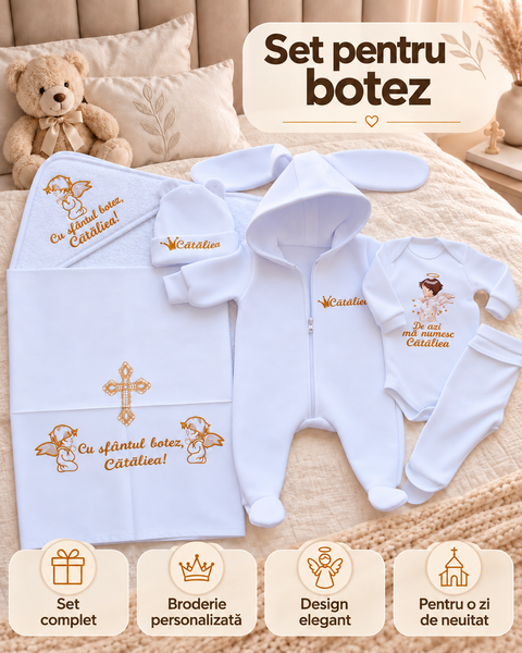Trusou personalizat Pampy pentru botez &ndash; 6 piese 50-56 cm (0-1 luni) 40522861 foto