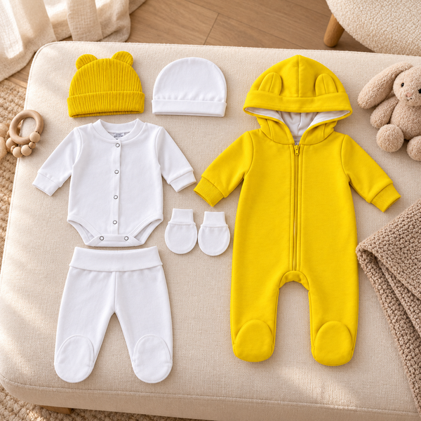 Set (Combinezon + body+ pantolanasi+caiulita) Pampy (0-1 luni) Yellow ID999MARKET_6330205 foto