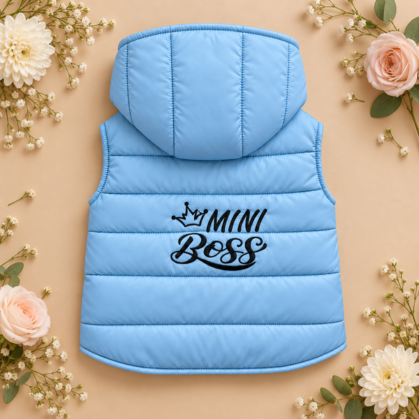 Жилеточка с капюшоном Голубая "Mini Boss" 12-18 месяцев ID999MARKET_6769843 фото
