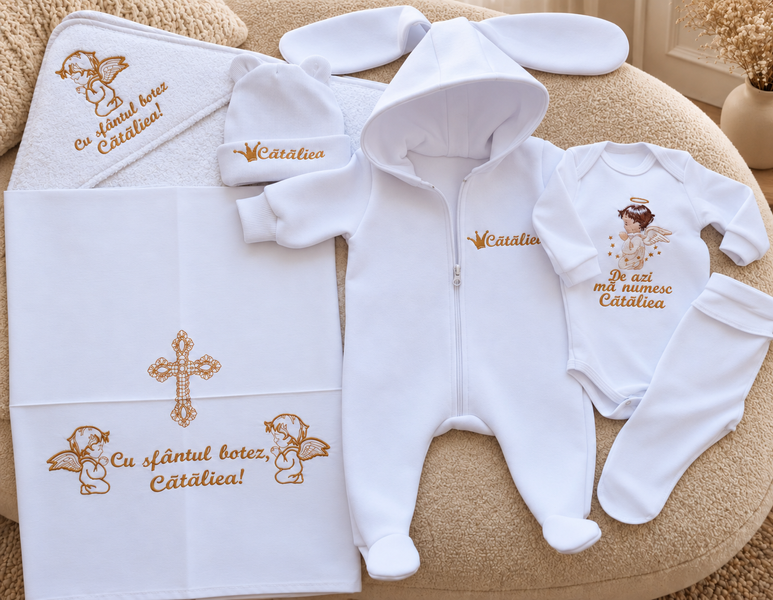 Trusou personalizat Pampy pentru botez &ndash; 6 piese 50-56 cm (0-1 luni) 40522861 foto