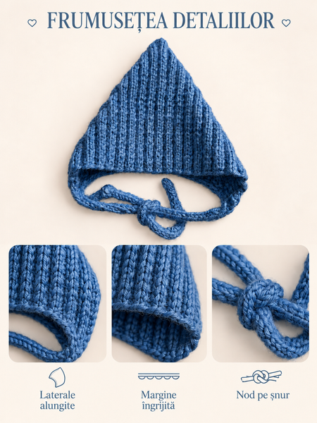Căciulița cu șireturi tricotată Pampy Blue 3-6 luni (40-42 cm) ID999MARKET_6124937 foto