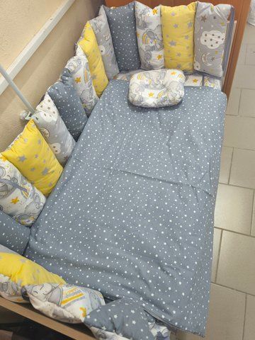 Borduri de protecție pentru pătuc Elefanti Suri+Galben ID999MARKET_6837754 foto