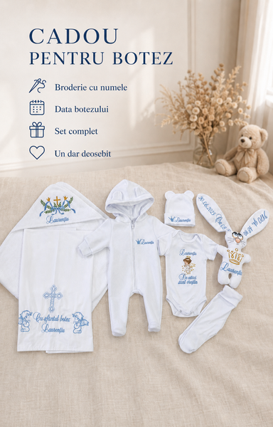 Set pentru botez Pampy cu broderie personalizată 50-56 cm (0-1 luni) 83856730 foto
