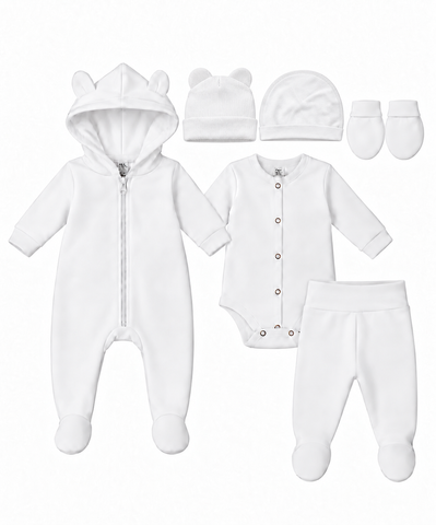 Комплект (Комбинезон+ боди+ шапочка+ ползунки) Pampy (0-1 мес.) White ID999MARKET_6330205 фото
