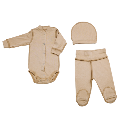 Set din 3 piese 1-3 luni Bej (body+pantolonasi+caciulita) ID999MARKET_6321602 foto