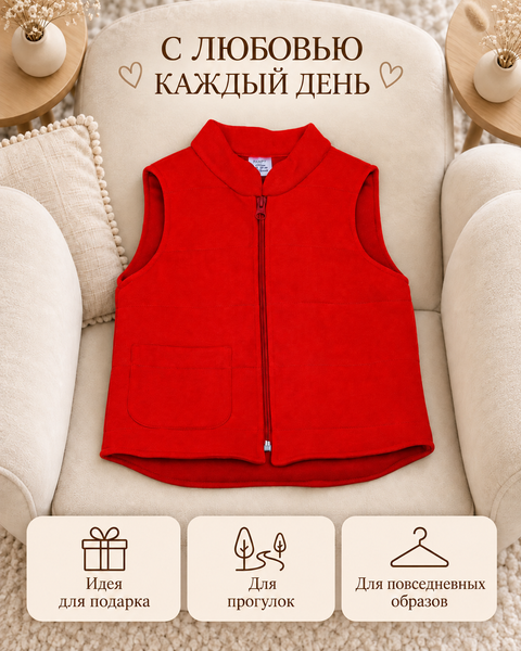 Жилеточка из Футера Красная 62-68 см (3-6 месяца) ID999MARKET_6141439 фото