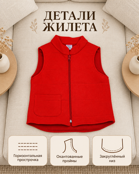 Жилеточка из Футера Красная 62-68 см (3-6 месяца) ID999MARKET_6141439 фото