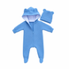 Salopetă Pampy din tricot de bumbac flaușat + căciuliță Blue  50-56 cm (0-1 luni) 521063 foto