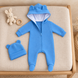 Salopetă Pampy din tricot de bumbac flaușat + căciuliță Blue  86-92 cm (18-24 luni) 6841413 foto 2