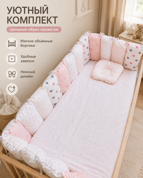 Borduri de protecție pentru pătuc Gardulet Roz 6817605 foto