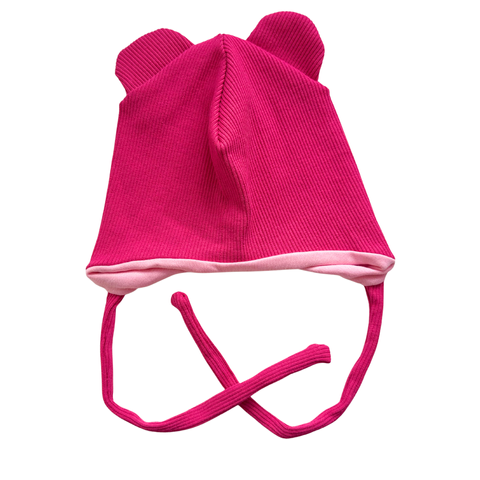 Caciulita сu strat dublu cu șireturi Kashkorse, 0-3 luni, Fuchsia ID999MARKET_5668910 foto