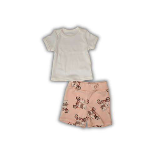 Set Maiou Ivory+Pantalonași Scurți Coffee cu bicicleta 62-68 cm (3-6 luni) 15384672 foto