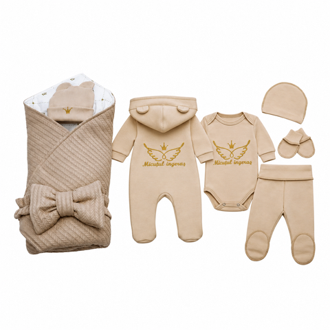Set pentru externare nou-născut,Micutul ingeras 50-56 cm (0-1 luni)Bej  6570512 foto