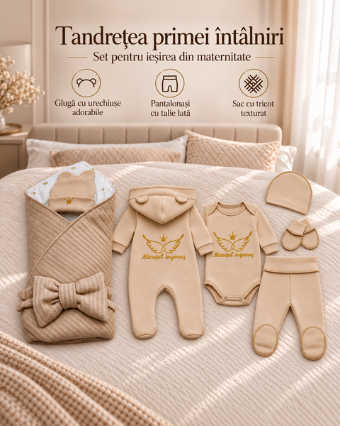 Set pentru externare nou-născut,Micutul ingeras 56-62 cm (1-3 luni)Bej  6817608 foto