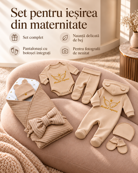 Set pentru externare nou-născut,Micutul ingeras 56-62 cm (1-3 luni)Bej  6817608 foto