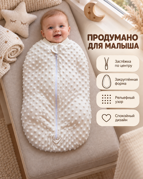 Pelincă cocon căptușită Pampy cu fermoar 50-56 cm (0-1 luni)  17648402 foto