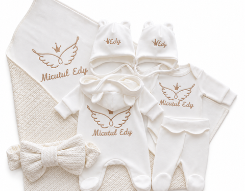 Setul pentru externarea Ivory Personalizat 56-62 cm (1-3 luni) ID999MARKET_6646242 foto