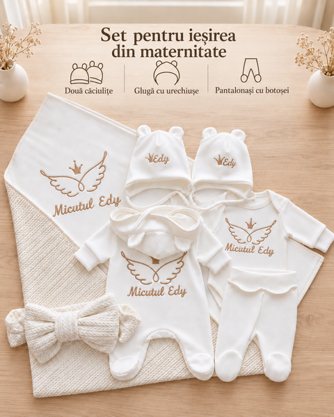 Setul pentru externarea Ivory Personalizat 56-62 cm (1-3 luni) ID999MARKET_6646242 foto