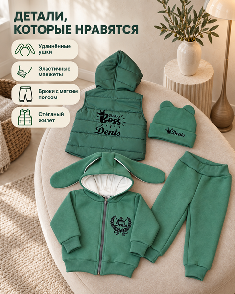 Set personalizat Pampy pentru copii &ndash; 4 piese 50-56 cm (0-1 luni) 91893640 foto