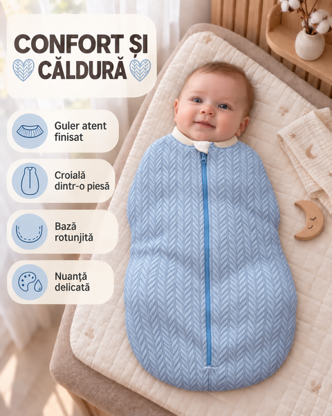 Pelincă cocon căptușită Pampy cu fermoar 50-56 cm (0-1 luni)albastru  17648404 foto