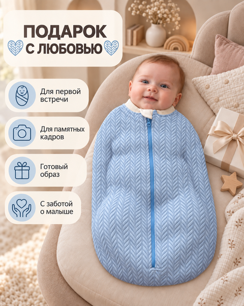 Pelincă cocon căptușită Pampy cu fermoar 50-56 cm (0-1 luni)albastru  17648404 foto