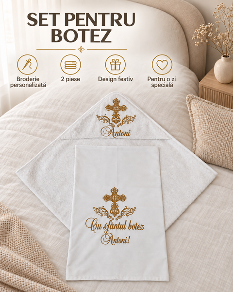 Set pentru botez Pampy &ndash; prosop din  mahra + crijmă 54031118 foto